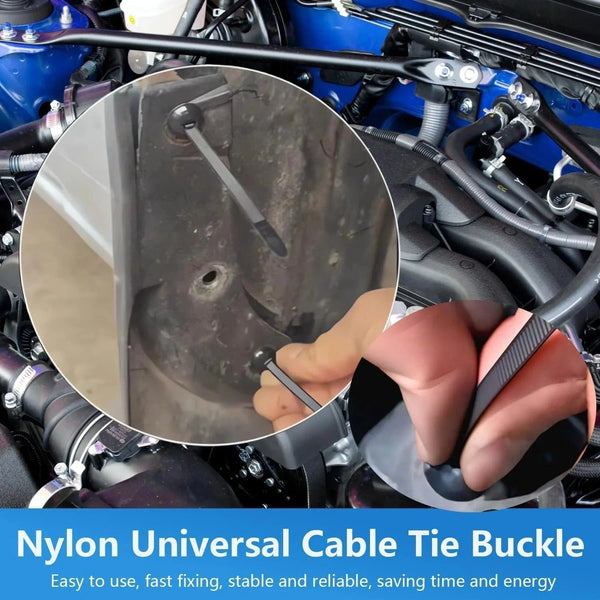Conversions Tech Universal Car Nylon Cable Tie Buckles Heavy Duty Self-Locking Zip Ties Holder with Pin Button Fasteners Car UV Resistant Ties