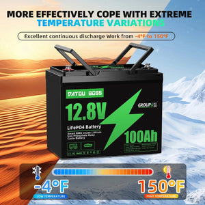 Conversions Tech 100 Ah / 12.8V US WAREHOUSE  Shipping 12V 100Ah LiFePO4 Battery Lithium Battery Built in 100A Smart BMS,  for RV,,Camping Fishing DATOUBOSS
