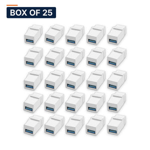 Conversions Tech Keystone Box of 25 ($3.16 ea) USB 3.0 Keystone Coupler, Type A Female to Female, White | 5 Gbps Feed-Through | 5100-075