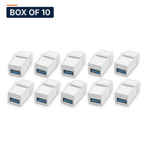 Conversions Tech Keystone Box of 10 ($3.40 ea) USB 3.0 Keystone Coupler, Type A Female to Female, White | 5 Gbps Feed-Through | 5100-075