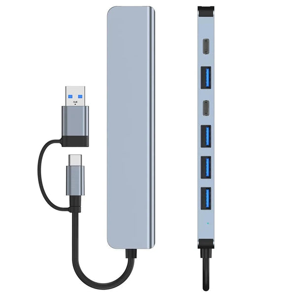 Conversions Tech USB C Hub USB Hub 3.0, Aluminum 7 in 1 USB Extender, USB Splitter with USB 3.0, 4 X USB 2.0 and 2 USB C Ports USB Distributor