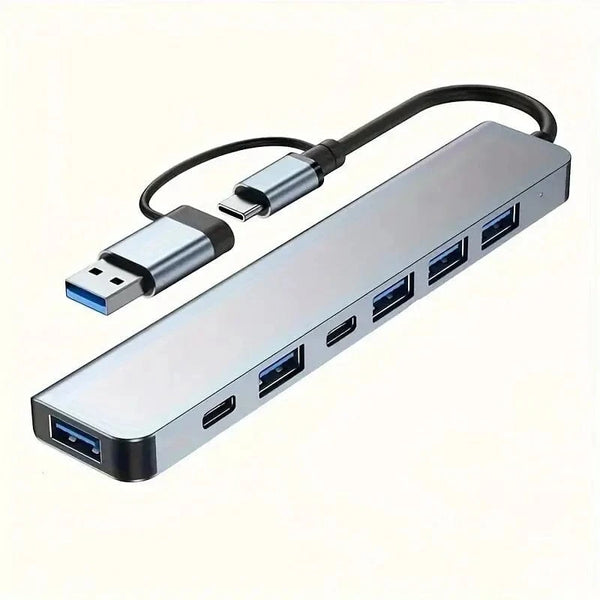Conversions Tech 7 in 1 A With C USB C Hub USB Hub 3.0, Aluminum 7 in 1 USB Extender, USB Splitter with USB 3.0, 4 X USB 2.0 and 2 USB C Ports USB Distributor