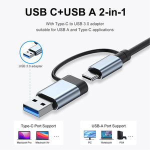 Conversions Tech USB C Hub USB Hub 3.0, Aluminum 7 in 1 USB Extender, USB Splitter with USB 3.0, 4 X USB 2.0 and 2 USB C Ports USB Distributor