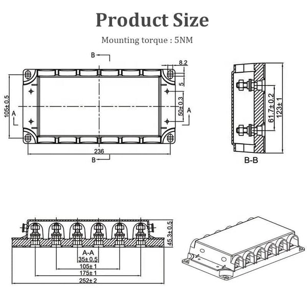 Conversions Tech Waterproof 6 Way Car Automotive Auto Bolt Down Bolt on Screw Type MIDI ANS Mega ANL Fuse Box Block Holder