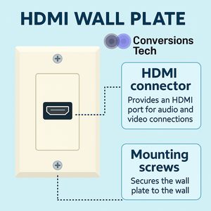 Conversions Tech Wall Plates White HDMI Wall Plate with 90° Coupler
