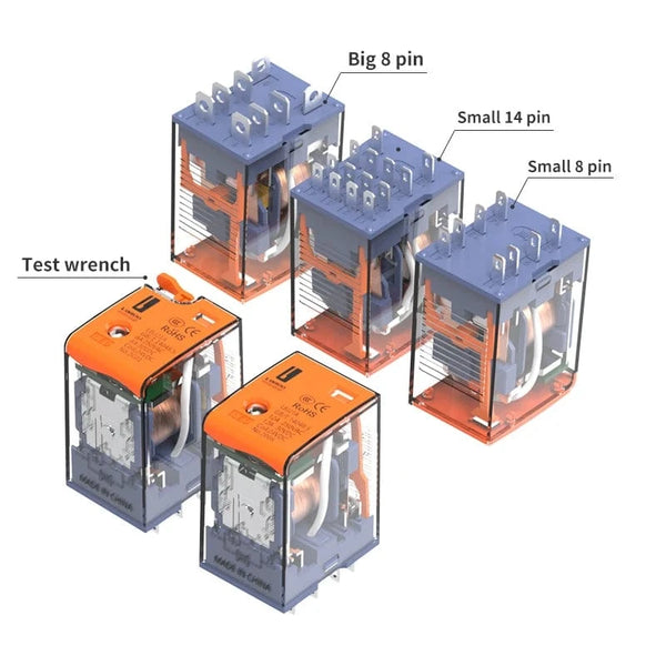 Conversions Tech WINDOO Small Intermediate Electromagnetic Relay F18 HH54 MY AC DC 12 24 220V  Big 8 Feet Transparent