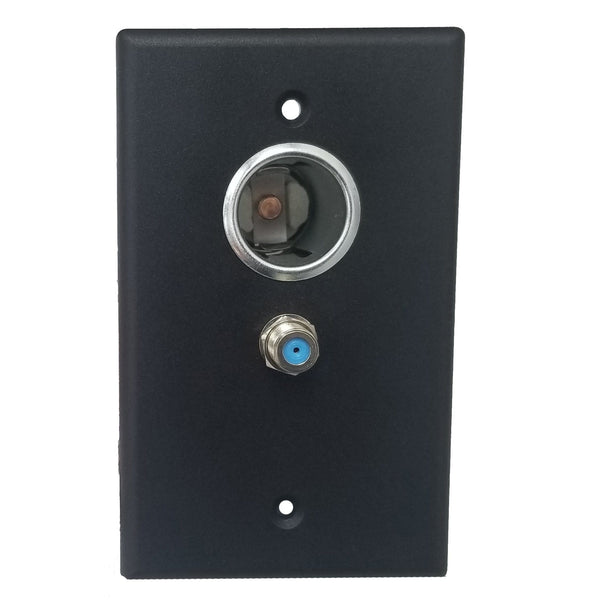 Conversions Technology wall plates & covers 12 Volt Universal Outlet Wall Plate with F Connector  |  Black