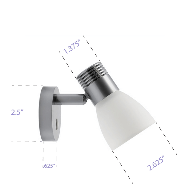Conversions Technology Lighting 12V LED Reading Light, Dimmable Touch Switch + Night Light, 1W, Surface Mounted for RV/Boat