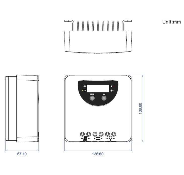 MPPT Solar Charger Controller  20A/20A, 12V/24V auto 100V max solar voltage