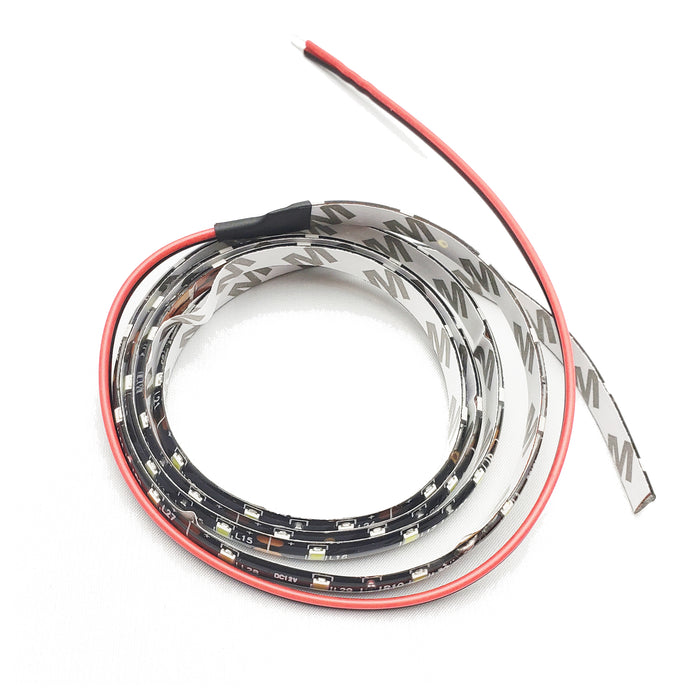 Ribbon Light, Cool White, 60leds/m, 8mm, 12V, 12 inch leads, black pcb, IP65 39" - Conversions Technology