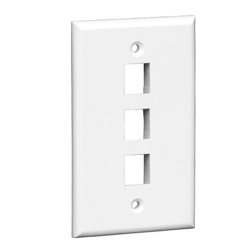 Keystone Wall Plate | 3 Hole, 1-Gang, White - Conversions Technology