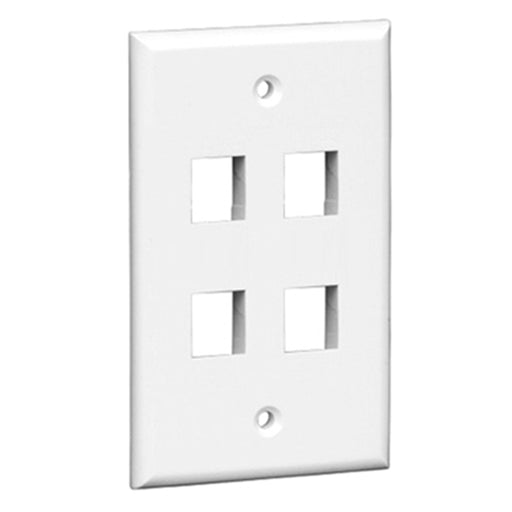 Keystone Wall Plate | 4 Hole, 1-Gang, White - Conversions Technology