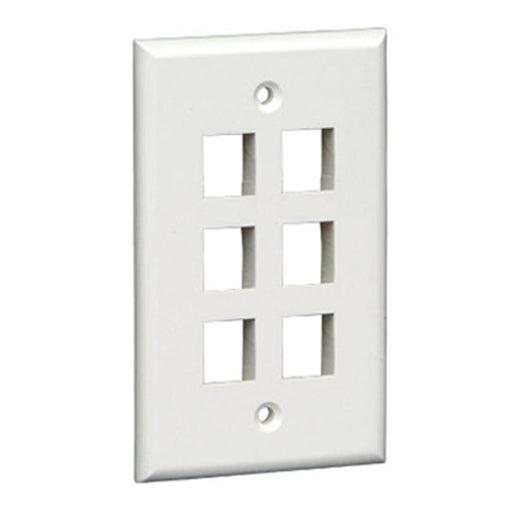 Keystone Wall Plate | 6 Hole, 1 Gang, White - Conversions Technology