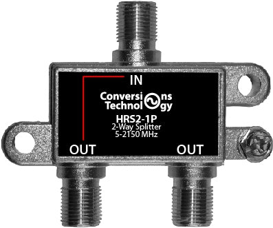 Splitter | 2 way | Power Passing One Port, Satellite - Conversions Technology