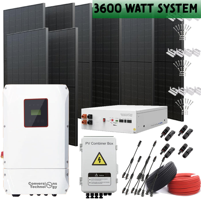 Complete Off-Grid On-Grid Solar Kit 3600 Watts with home back up LiFePO4 UL approved