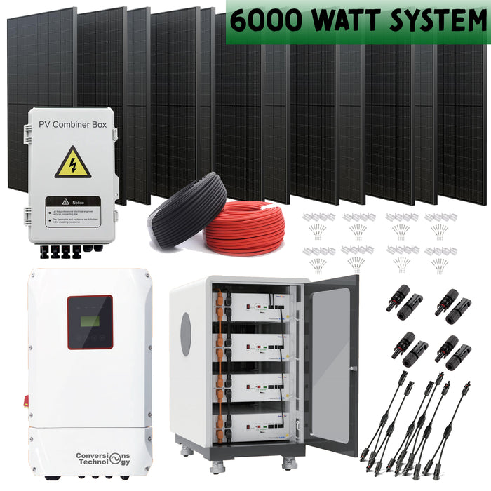 Complete Off-Grid On-Grid Solar Kit 6000 Watts with home back up LiFePO4 UL approved