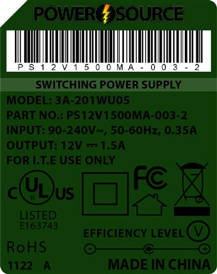 Theta | Power Supply | 12V 1500MA 2.1 x 5.5 Desktop Two Piece - Conversions Technology