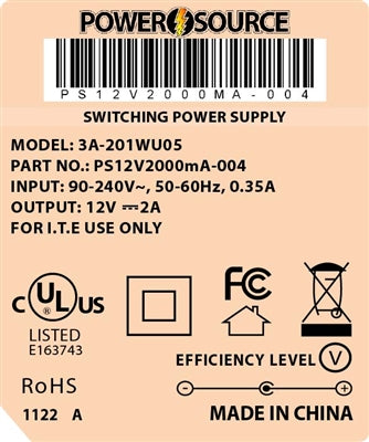 Theta | Power Supply | 12V 2000MA 5.5 x 2.5 Wall Mount - Conversions Technology