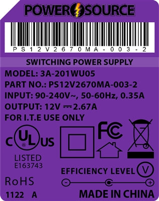 Theta | Power Supply | 12V 2670MA 2.1 x 5.5 Desktop Two Piece - Conversions Technology