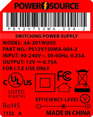 Theta | Power Supply | 12V 750MA 2.5 x 5.5 Desktop Two Piece - Conversions Technology