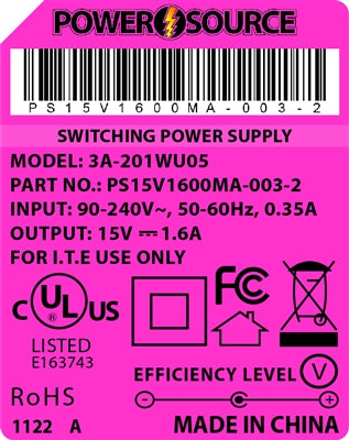 Theta | Power Supply | 15V 1600MA 2.1 x 5.5 Desktop Two Piece - Conversions Technology