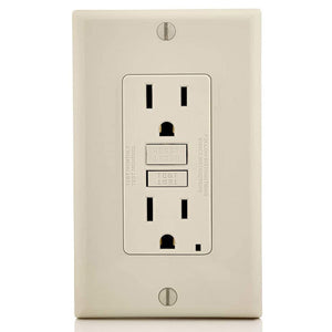Conversions Technology Hardware > Power & Electrical Supplies > Power Outlets & Sockets AC Outlet | 15 Amp GFCI Decorator Residential-Commercial (Almond)