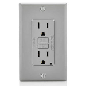 Conversions Technology Hardware > Power & Electrical Supplies > Power Outlets & Sockets AC Outlet | 15 Amp GFCI Decorator Residential-Commercial (Gray)