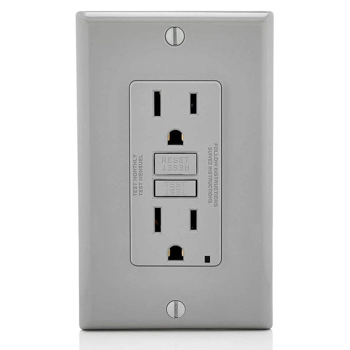 Conversions Technology Hardware > Power & Electrical Supplies > Power Outlets & Sockets AC Outlet | 15 Amp GFCI Decorator Residential-Commercial (Gray)