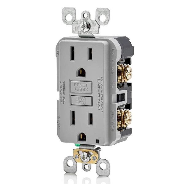Conversions Technology Hardware > Power & Electrical Supplies > Power Outlets & Sockets AC Outlet | 15 Amp GFCI Decorator Residential-Commercial (Gray)
