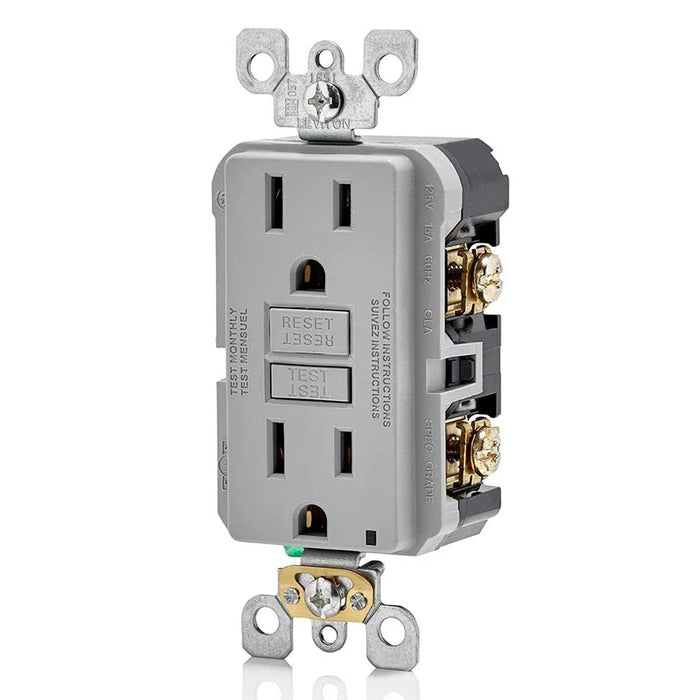 Conversions Technology Hardware > Power & Electrical Supplies > Power Outlets & Sockets AC Outlet | 15 Amp GFCI Decorator Residential-Commercial (Gray)