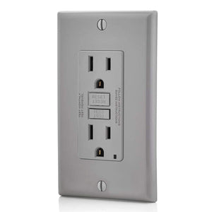 Conversions Technology Hardware > Power & Electrical Supplies > Power Outlets & Sockets AC Outlet | 15 Amp GFCI Decorator Residential-Commercial (Gray)