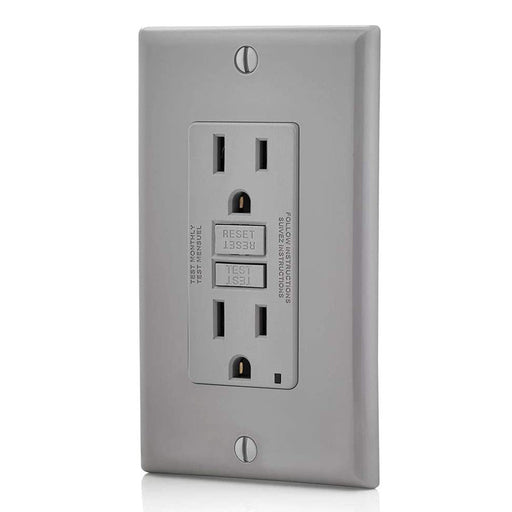 Conversions Technology Hardware > Power & Electrical Supplies > Power Outlets & Sockets AC Outlet | 15 Amp GFCI Decorator Residential-Commercial (Gray)