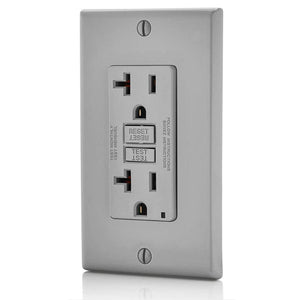Conversions Technology Hardware > Power & Electrical Supplies > Power Outlets & Sockets AC Outlet | 20 Amp GFCI Decorator Residential-Commercial (Gray)