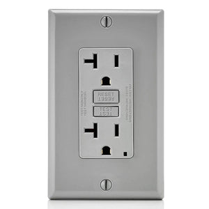 Conversions Technology Hardware > Power & Electrical Supplies > Power Outlets & Sockets AC Outlet | 20 Amp GFCI Decorator Residential-Commercial (Gray)