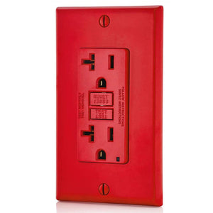 Conversions Technology Hardware > Power & Electrical Supplies > Power Outlets & Sockets AC Outlet | 20 Amp GFCI Decorator Residential-Commercial (Red)