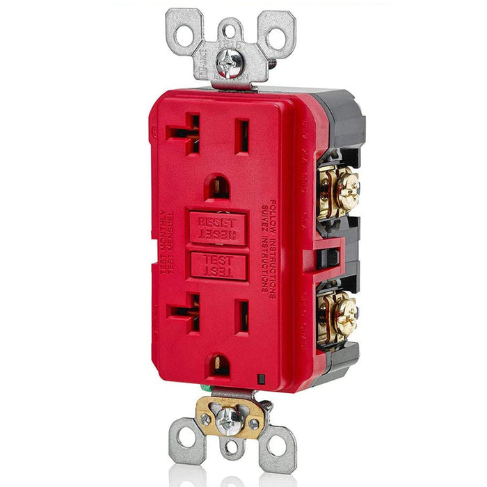 Conversions Technology Hardware > Power & Electrical Supplies > Power Outlets & Sockets AC Outlet | 20 Amp GFCI Decorator Residential-Commercial (Red)