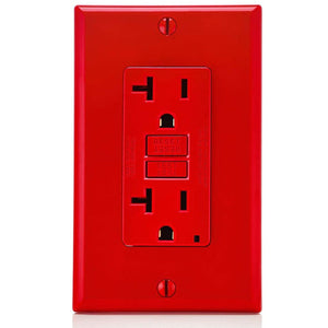 Conversions Technology Hardware > Power & Electrical Supplies > Power Outlets & Sockets AC Outlet | 20 Amp GFCI Decorator Residential-Commercial (Red)