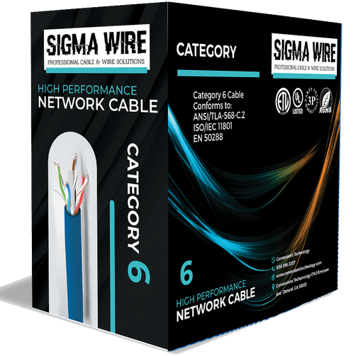 Sigma Wire & Cable Bulk Cat6 Cat6 CMP 1000ft Box | Blue | Bare Copper | Plenum | Ethernet Cable