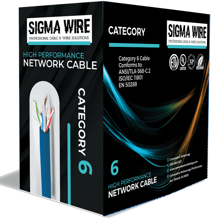 Sigma Wire & Cable Bulk Cat6 Cat6 CMP 1000ft Box | Blue | Bare Copper | Plenum | Ethernet Cable