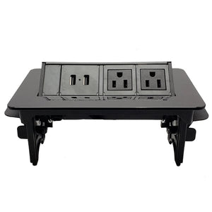 Theta® Pop-Up Power Desktop power push up Gloss Black finish 2 US outlets 2 USB outlets  2.4 amps