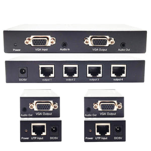 Conversions Technology Audio Video Splitter/Extender Epsilon®  |  Audio Video Splitter/Extender  |  VGA 4 way splitter Extender 900 feet over cat5 over Cat5e 900 Feet