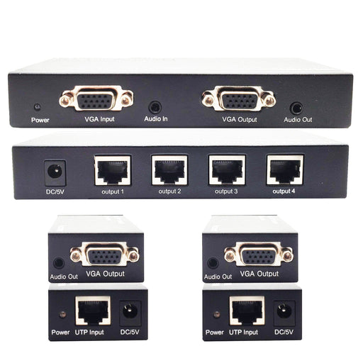 Conversions Technology Audio Video Splitter/Extender Epsilon®  |  Audio Video Splitter/Extender  |  VGA 4 way splitter Extender 900 feet over cat5 over Cat5e 900 Feet