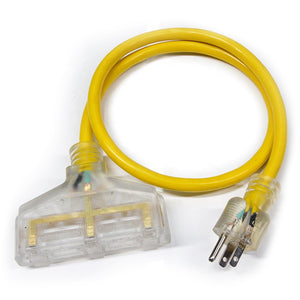 Conversions Technology Extension Cords Extension Cord | 2 foot12/3 Tri-tap 3-Outlet Contractor Extension Cord