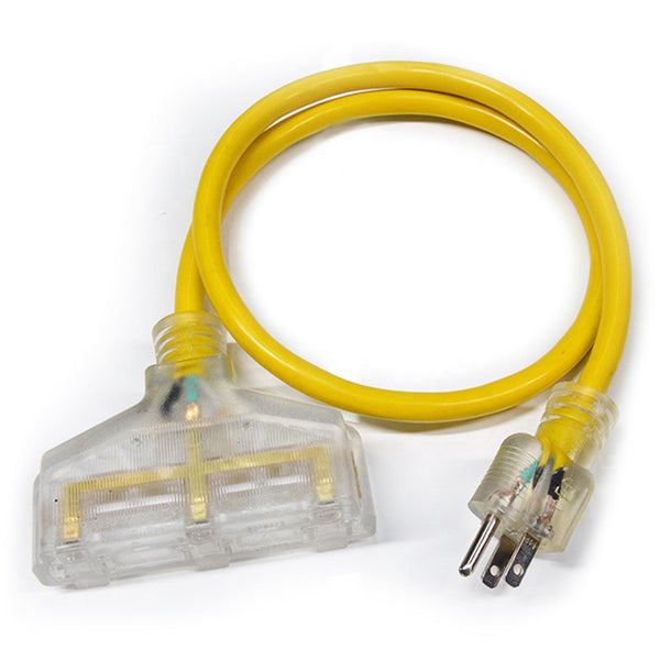 Conversions Technology Extension Cords Extension Cord | 2 foot12/3 Tri-tap 3-Outlet Contractor Extension Cord