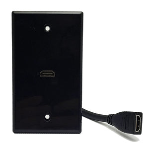 conversions Technology Wall Plates HDMI Wall Plate | Black | HDMI | Single Port  6" Cable,