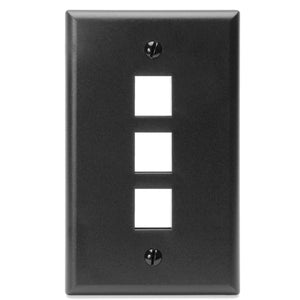 Conversions Technology Keystone Keystone Wall Plate  |  3 Hole,  1-Gang,  black