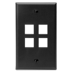 Conversions Technology Keystone Keystone Wall Plate  |  4 Hole,  1-Gang,  Black
