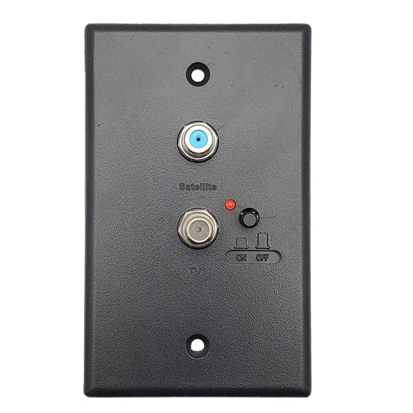 Conversions Technology Wall Plates Powered Distribution Wall Plate  |  +2 TV outputs,  on/off switch  [Black]  (Compatible with HD VISION 360® Antenna)
