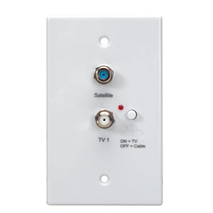 Conversions Technology Wall Plates Powered Distribution Wall Plate  |  +2 TV outputs,  on/off switch  [White]   (Compatible with HD VISION 360® Antenna)