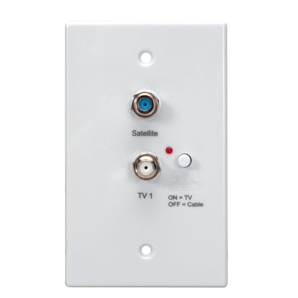 Conversions Technology Wall Plates Powered Distribution Wall Plate  |  +2 TV outputs,  on/off switch  [White]   (Compatible with HD VISION 360® Antenna)